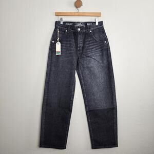 AG Adriano Goldschmied Mantra Barrel Wide Leg Coated Black Jeans Onyx NWT 27